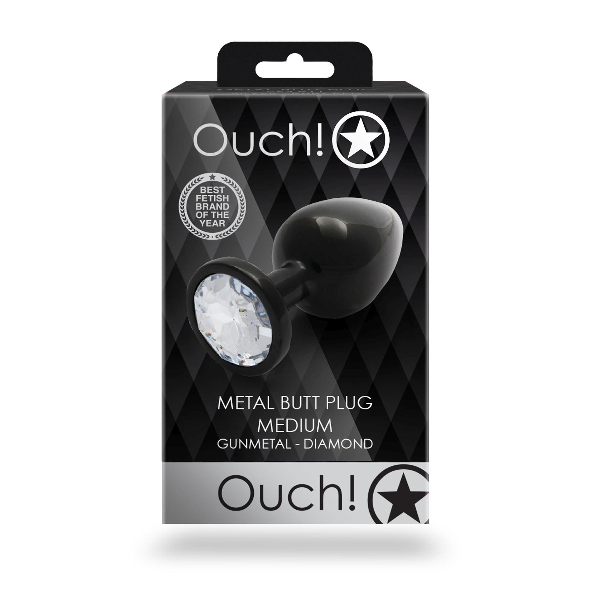 Korek analny Ouch! Round Gem Medium – metal, kryształ — zdjęcie 4