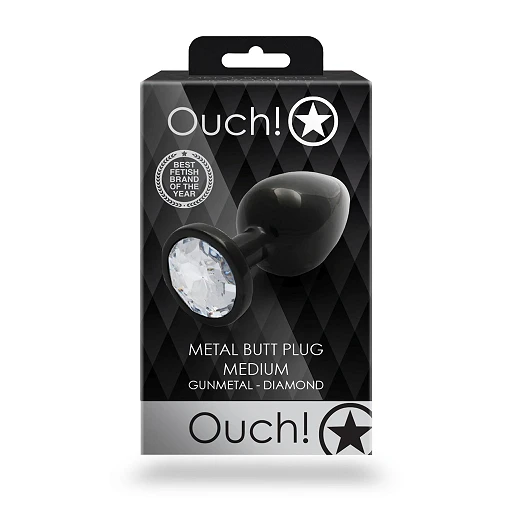 Korek analny Ouch! Round Gem Medium – metal, kryształ — zdjęcie 4