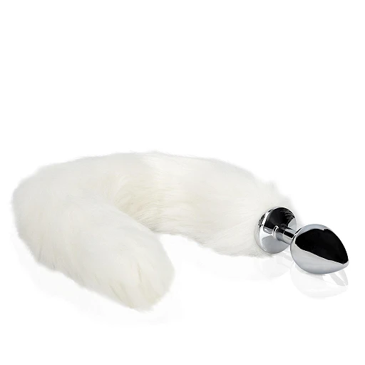 Korek analny Ouch! Fox Tail – biały puszysty ogon, aluminium