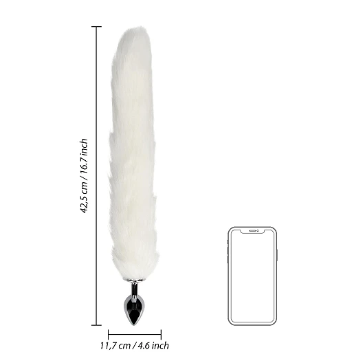 Korek analny Ouch! Fox Tail – biały puszysty ogon, aluminium — zdjęcie 8