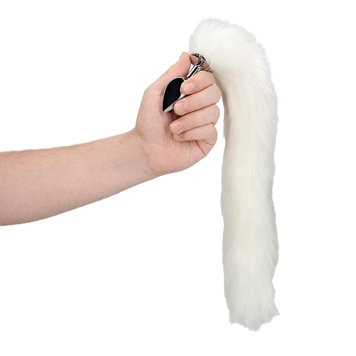 Korek analny Ouch! Fox Tail – biały puszysty ogon, aluminium — zdjęcie 9