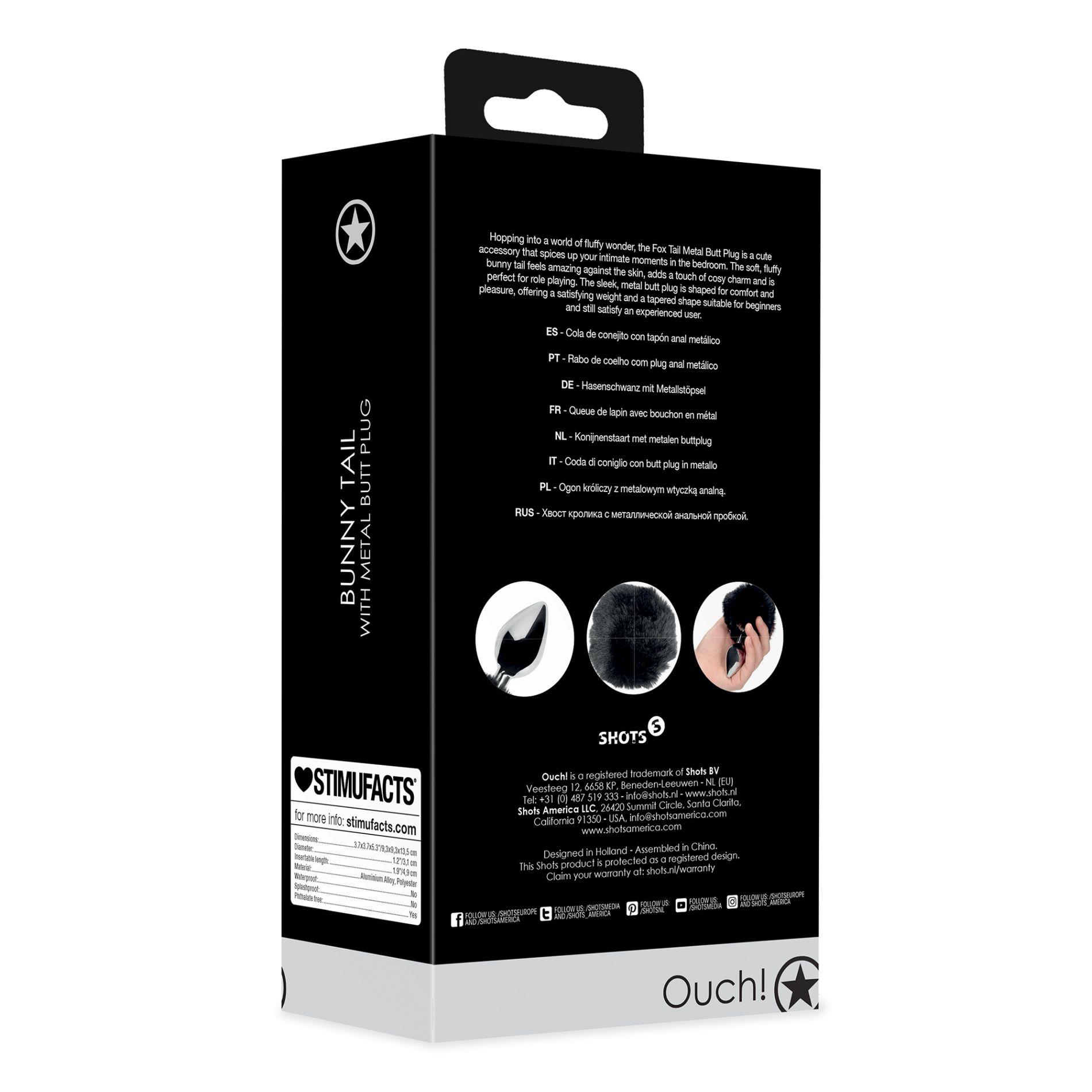 Korek analny Bunny Tail - aluminium z ogonkiem — zdjęcie 11
