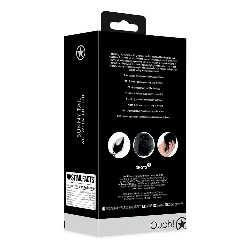 Korek analny Bunny Tail - aluminium z ogonkiem — zdjęcie 11