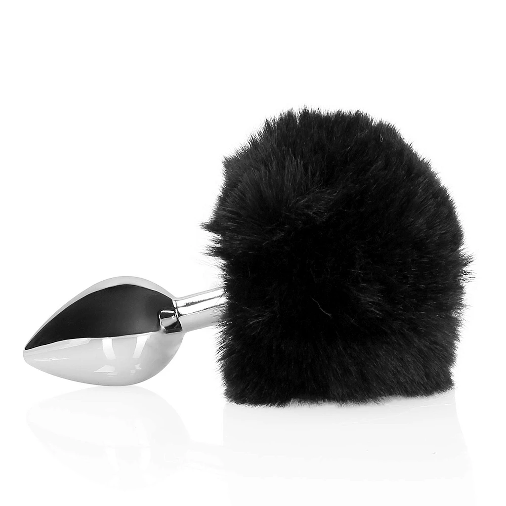 Korek analny Bunny Tail - aluminium z ogonkiem — zdjęcie 3