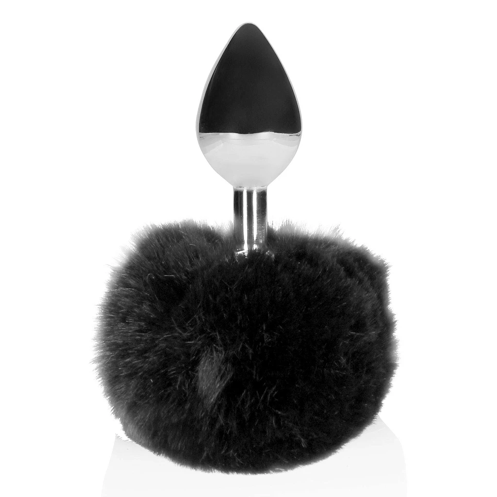 Korek analny Bunny Tail - aluminium z ogonkiem — zdjęcie 4