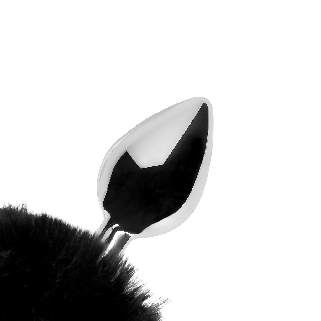 Korek analny Bunny Tail - aluminium z ogonkiem — zdjęcie 5