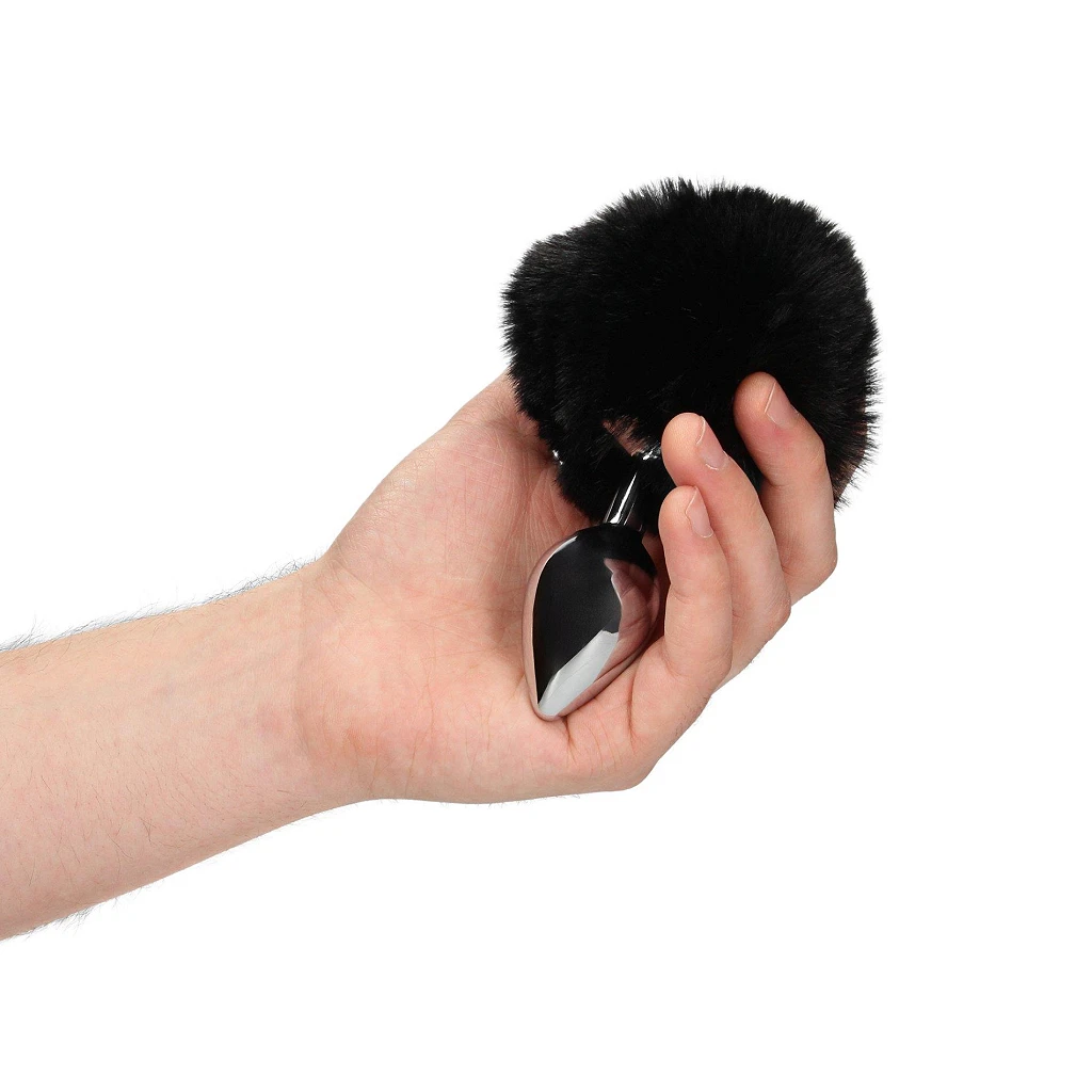 Korek analny Bunny Tail - aluminium z ogonkiem — zdjęcie 8
