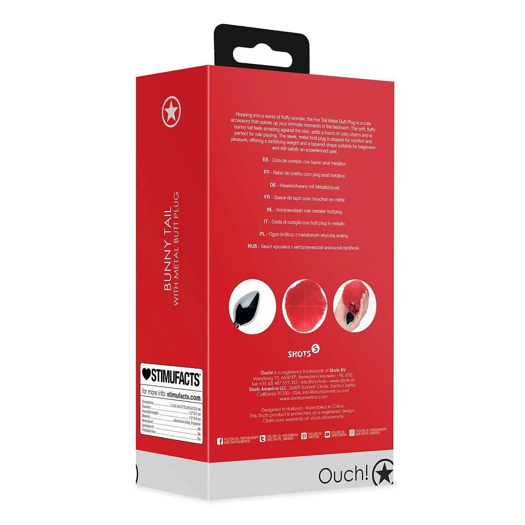 Korek analny Bunny Tail - aluminium z ogonkiem — zdjęcie 8