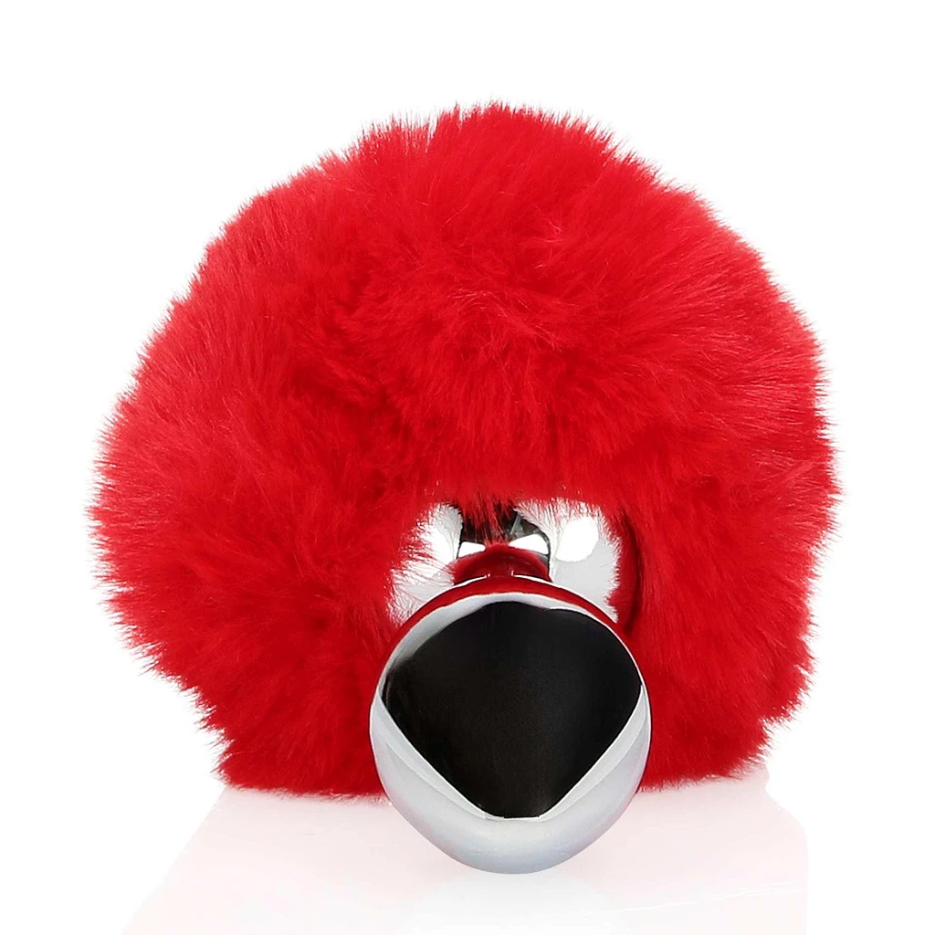 Korek analny Bunny Tail - aluminium z ogonkiem — zdjęcie 2