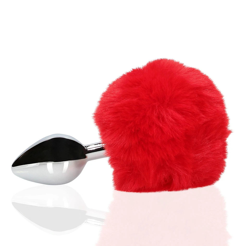 Korek analny Bunny Tail - aluminium z ogonkiem — zdjęcie 3