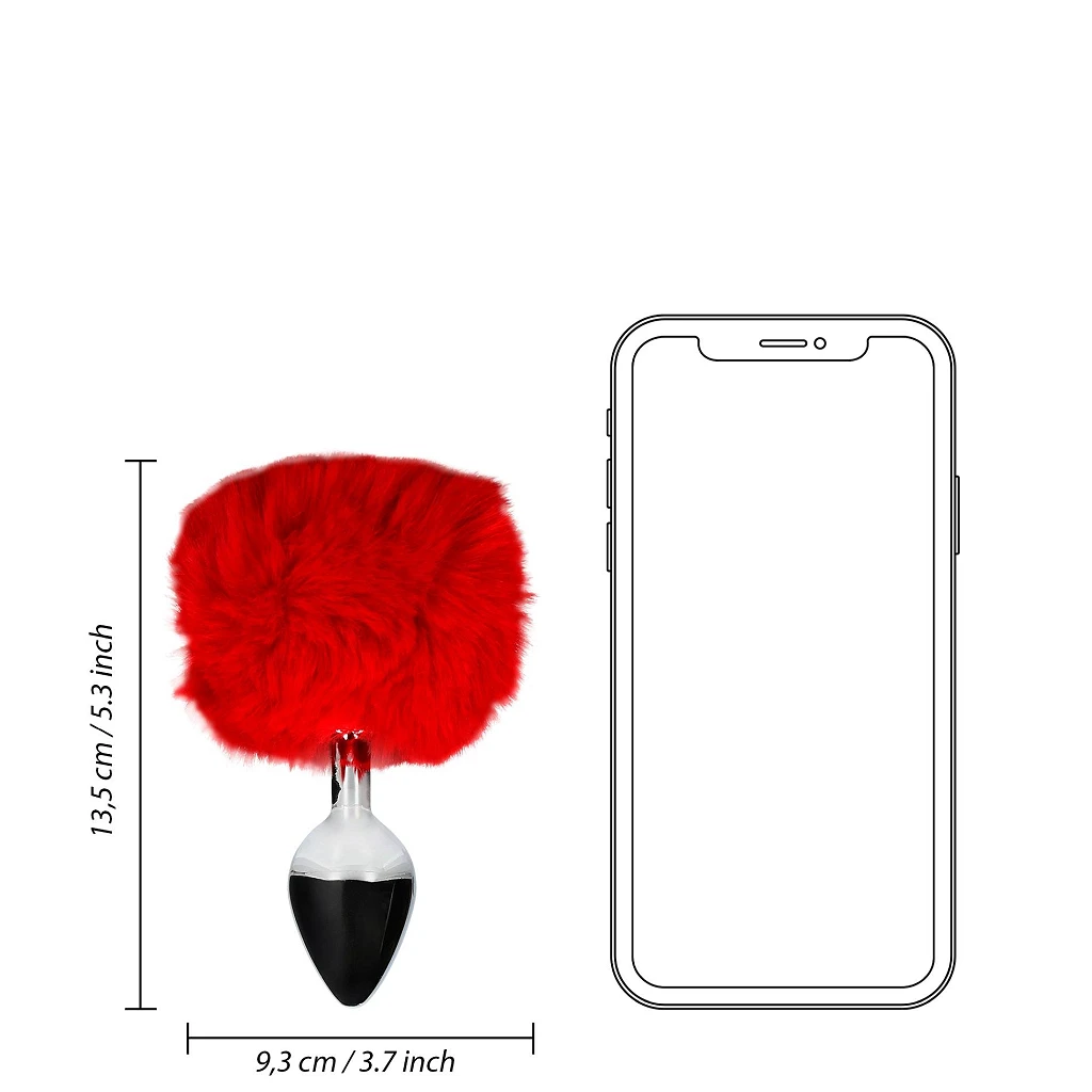 Korek analny Bunny Tail - aluminium z ogonkiem — zdjęcie 9