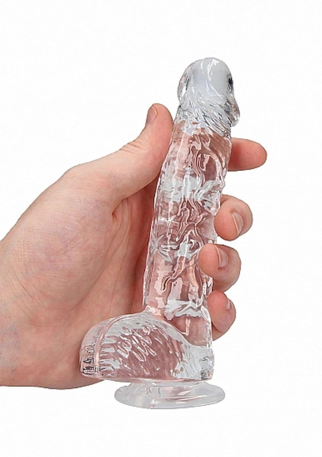 Dildo Realistic Crystal Clear 15 cm z jądrami i przyssawką — zdjęcie 7