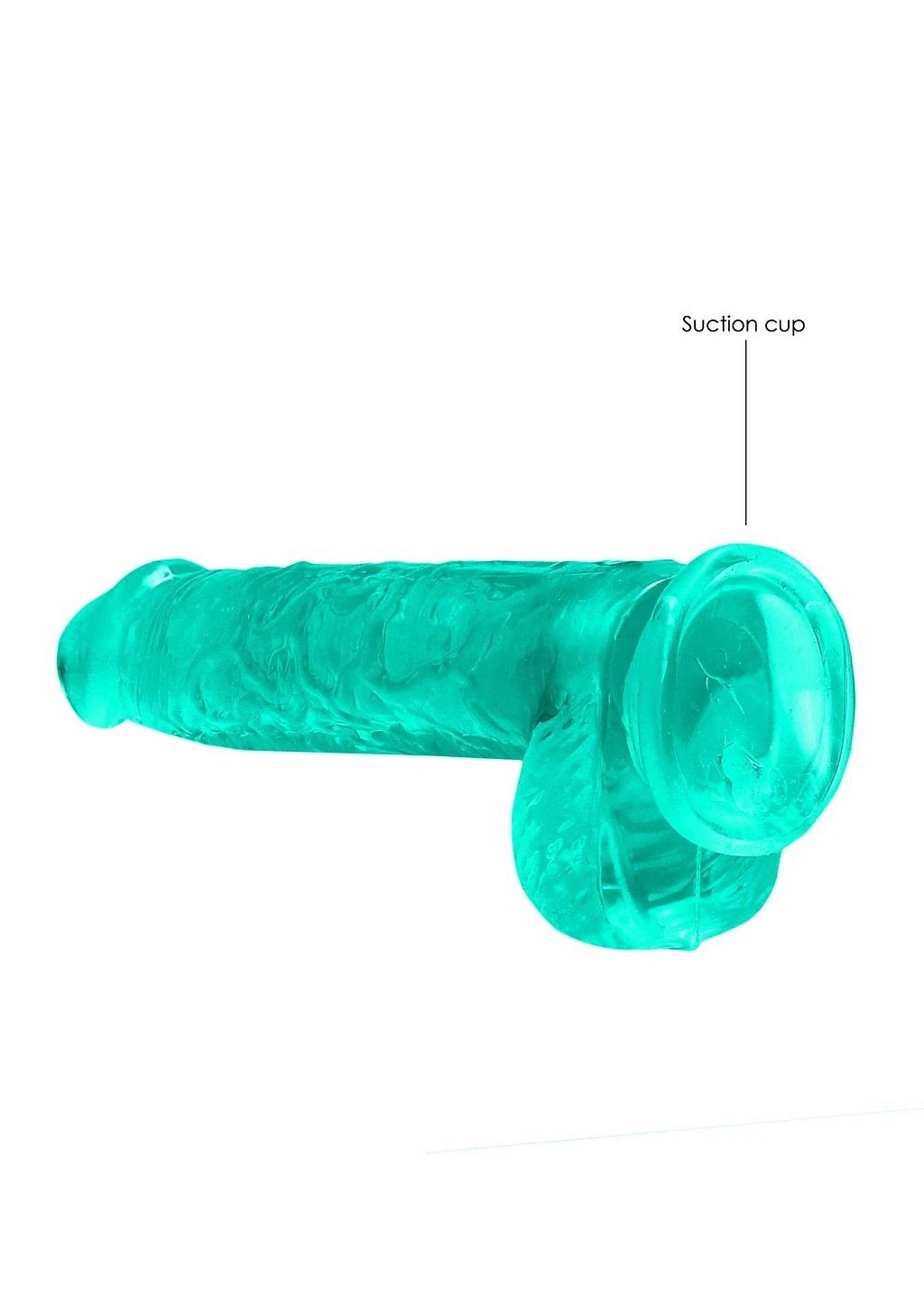 Dildo Realistic 15 cm z jądrami – turkusowe, z przyssawką — zdjęcie 3