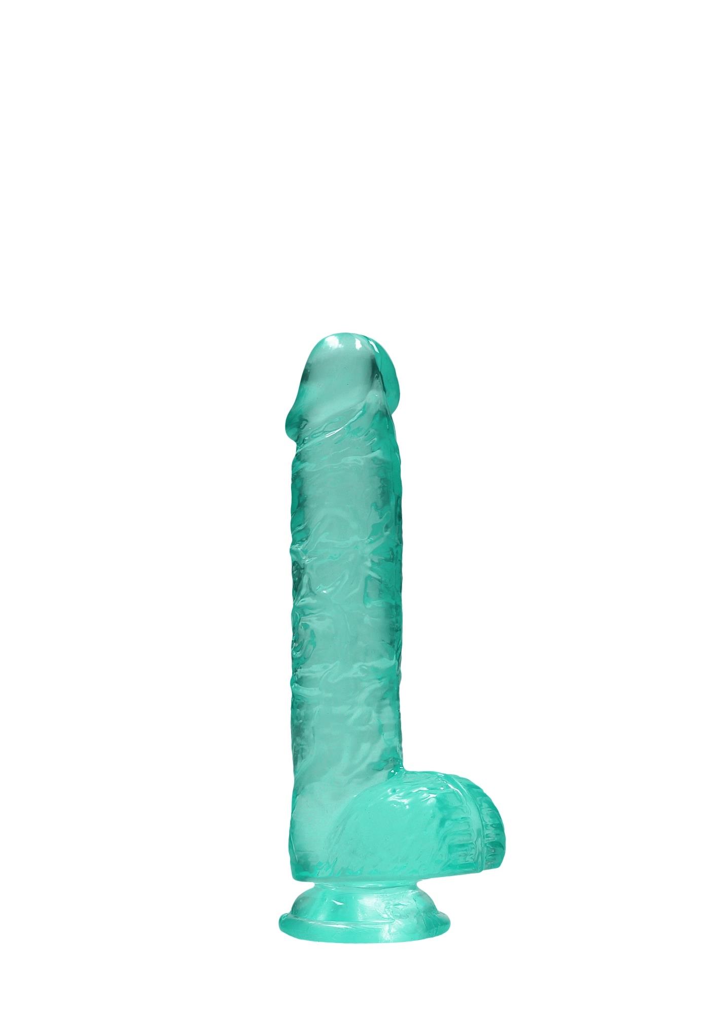 Dildo Realistic 15 cm z jądrami – turkusowe, z przyssawką — zdjęcie 5