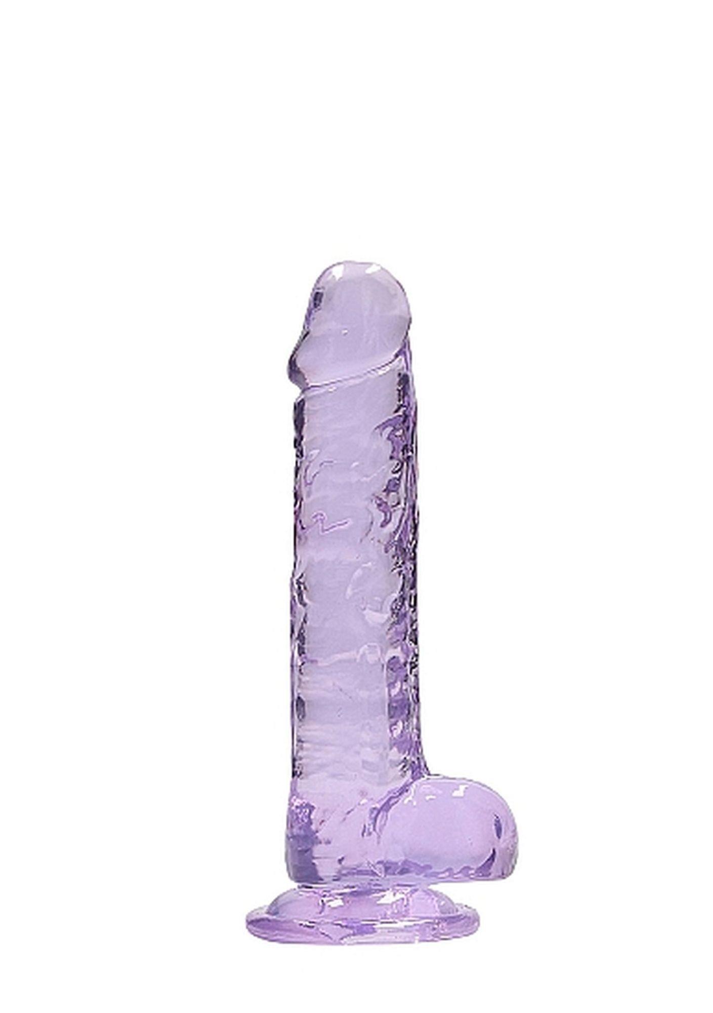 Dildo RealRock Realistic 7” z jądrami – fioletowe, przyssawka — zdjęcie 2