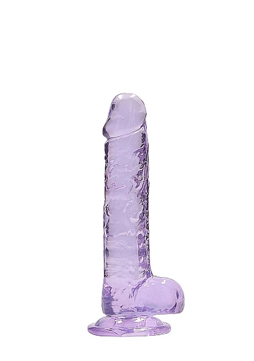 Dildo RealRock Realistic 7” z jądrami – fioletowe, przyssawka — zdjęcie 2