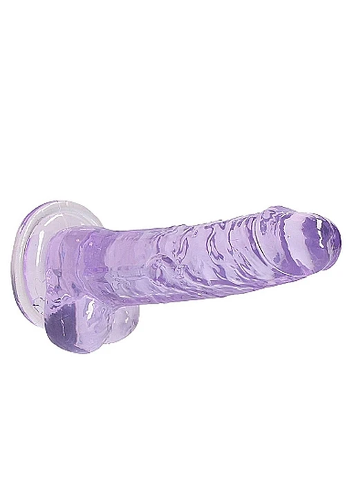 Dildo RealRock Realistic 7” z jądrami – fioletowe, przyssawka — zdjęcie 6