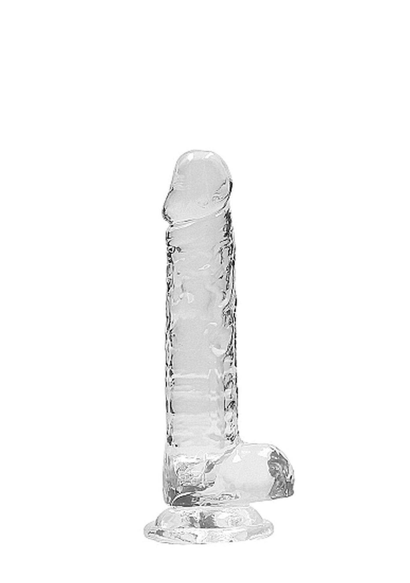 Dildo RealRock Crystal Clear 18 cm z jądrami – transparentne — zdjęcie 4