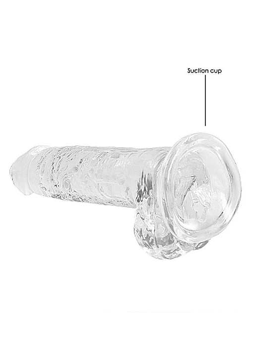 Dildo RealRock Crystal Clear 18 cm z jądrami – transparentne — zdjęcie 5
