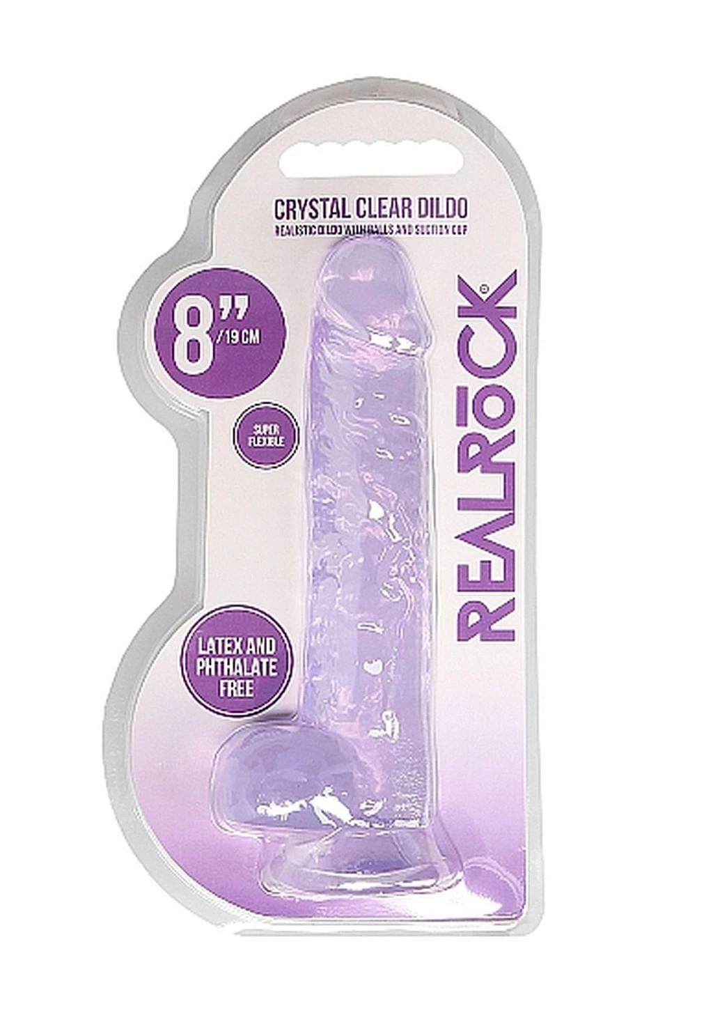 Dildo Realistic 20 cm z jądrami – fioletowe, z przyssawką — zdjęcie 2