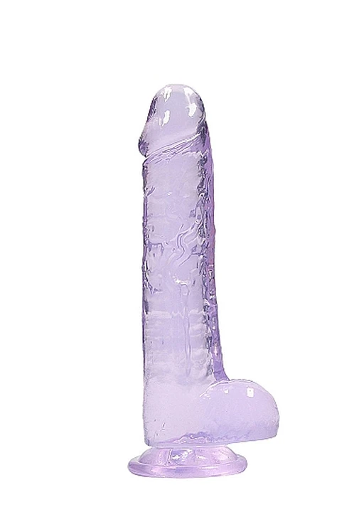 Dildo Realistic 20 cm z jądrami – fioletowe, z przyssawką — zdjęcie 4