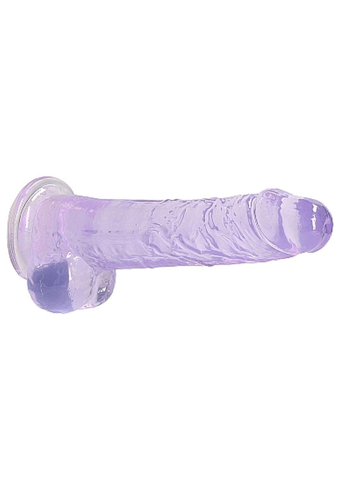 Dildo Realistic 20 cm z jądrami – fioletowe, z przyssawką — zdjęcie 6