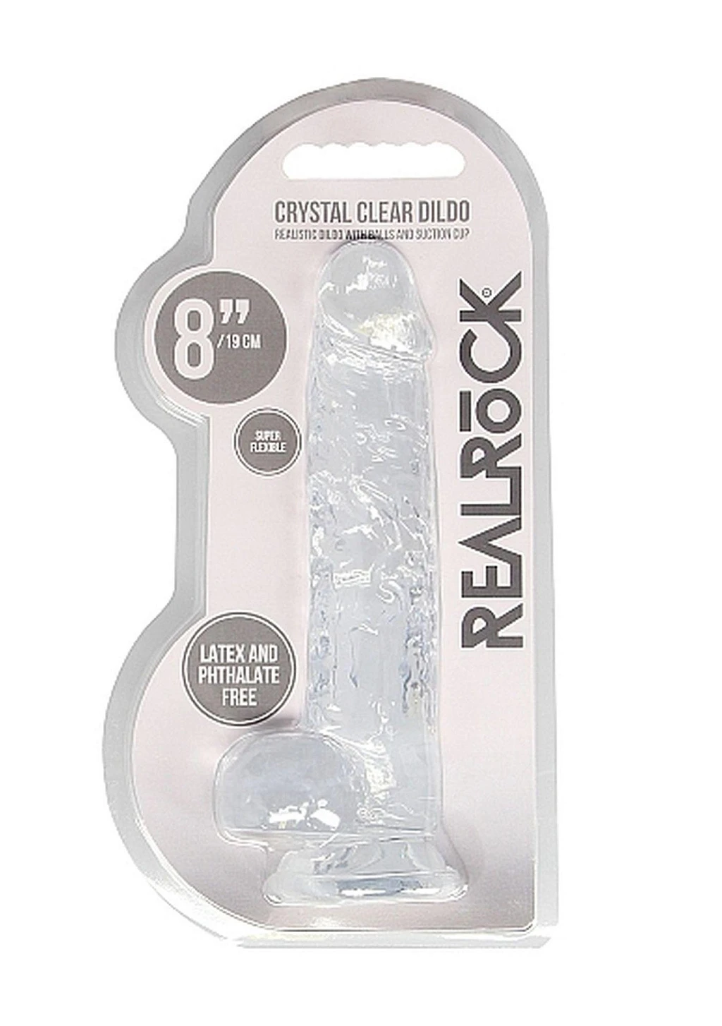 Dildo realistyczne Crystal Clear 20 cm z jądrami – przyssawka — zdjęcie 2