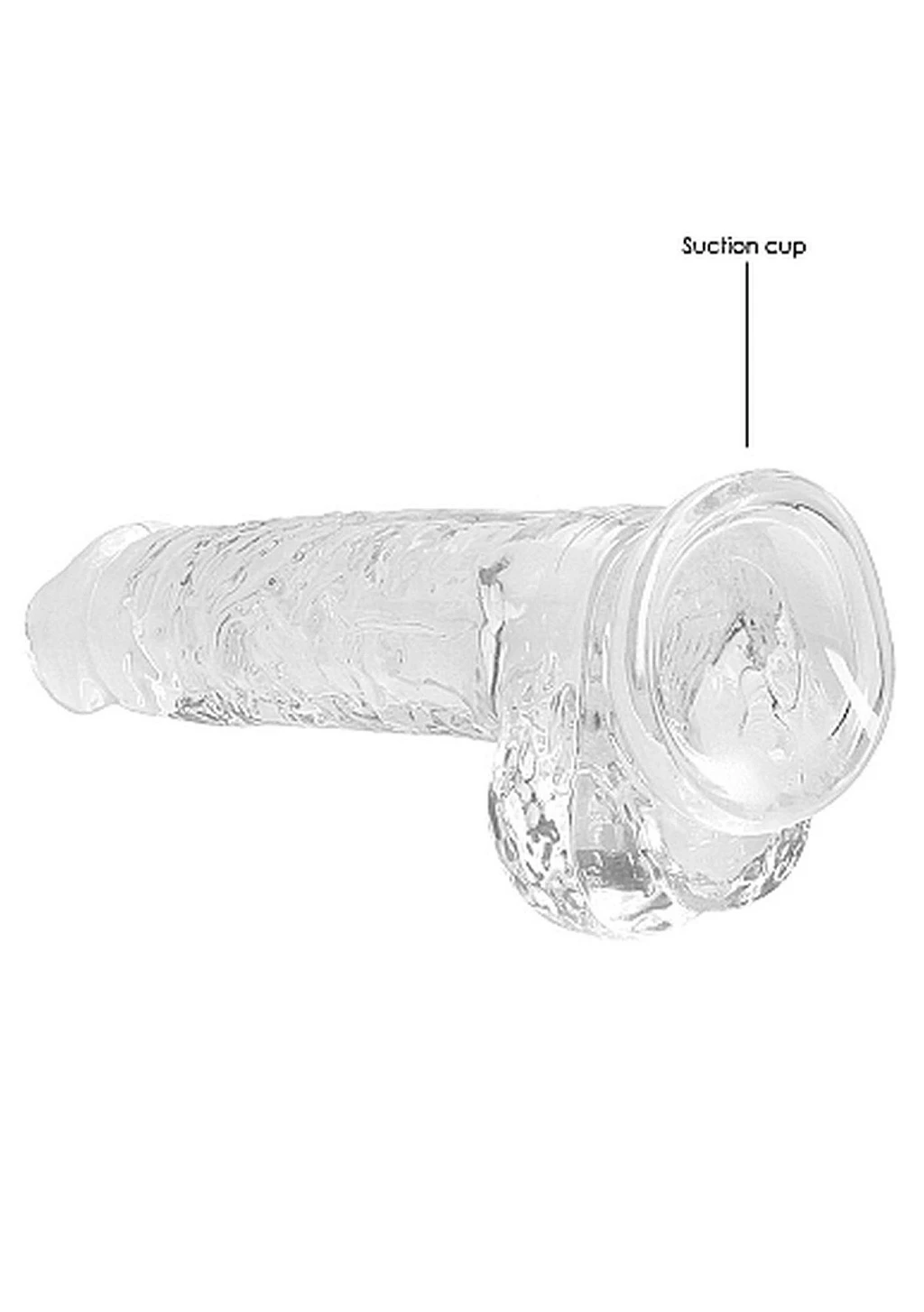 Dildo realistyczne Crystal Clear 20 cm z jądrami – przyssawka — zdjęcie 5