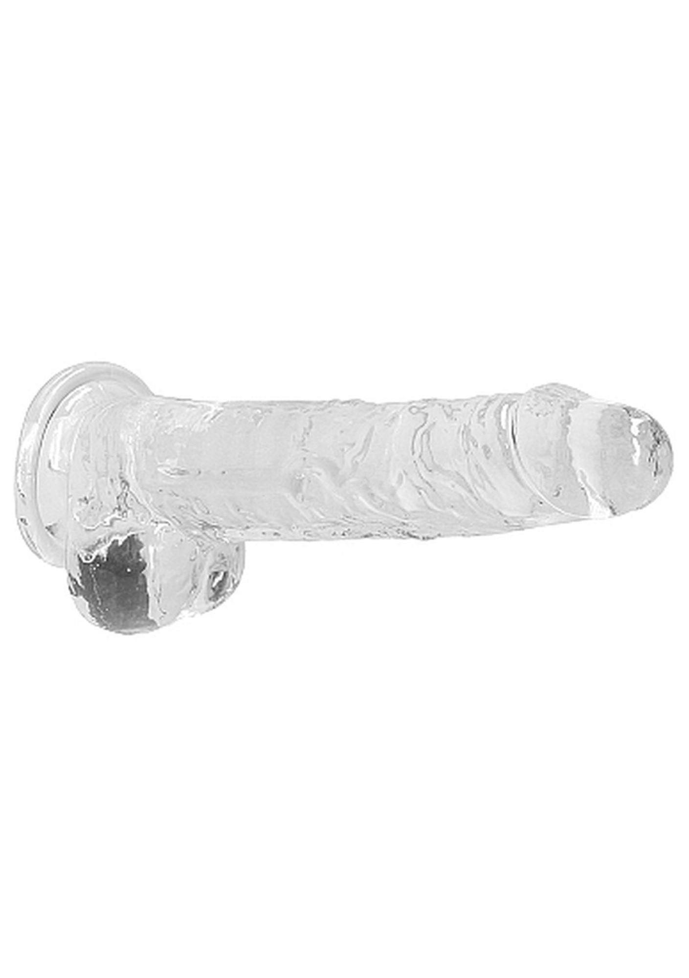 Dildo realistyczne Crystal Clear 20 cm z jądrami – przyssawka — zdjęcie 6