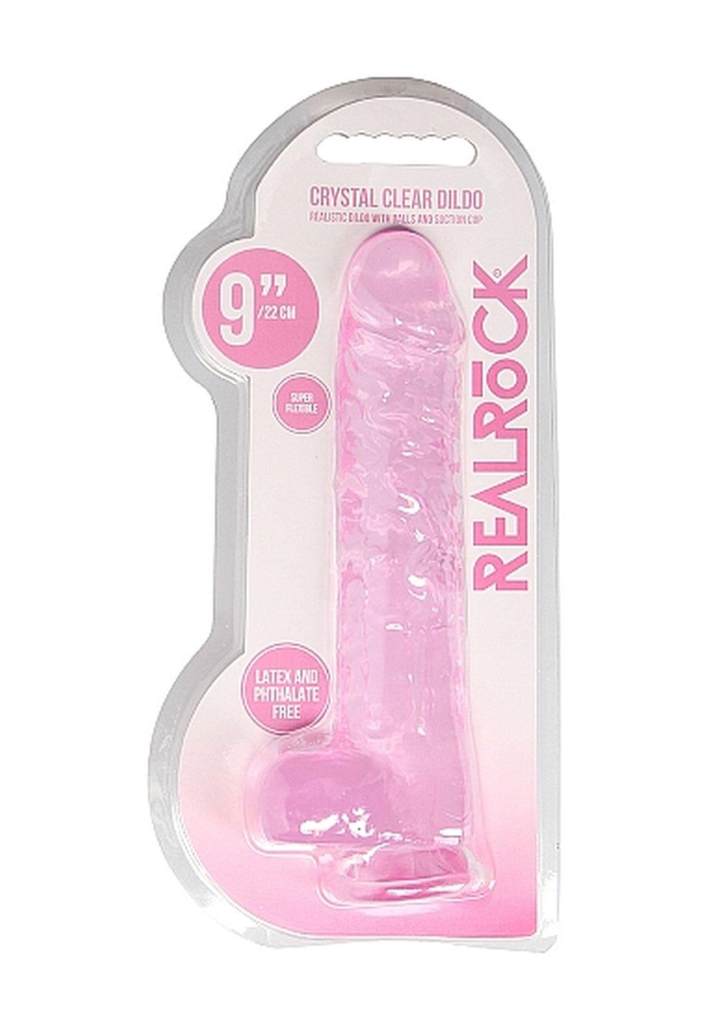 Dildo 23 cm z jądrami i przyssawką – różowe, TPE — zdjęcie 2