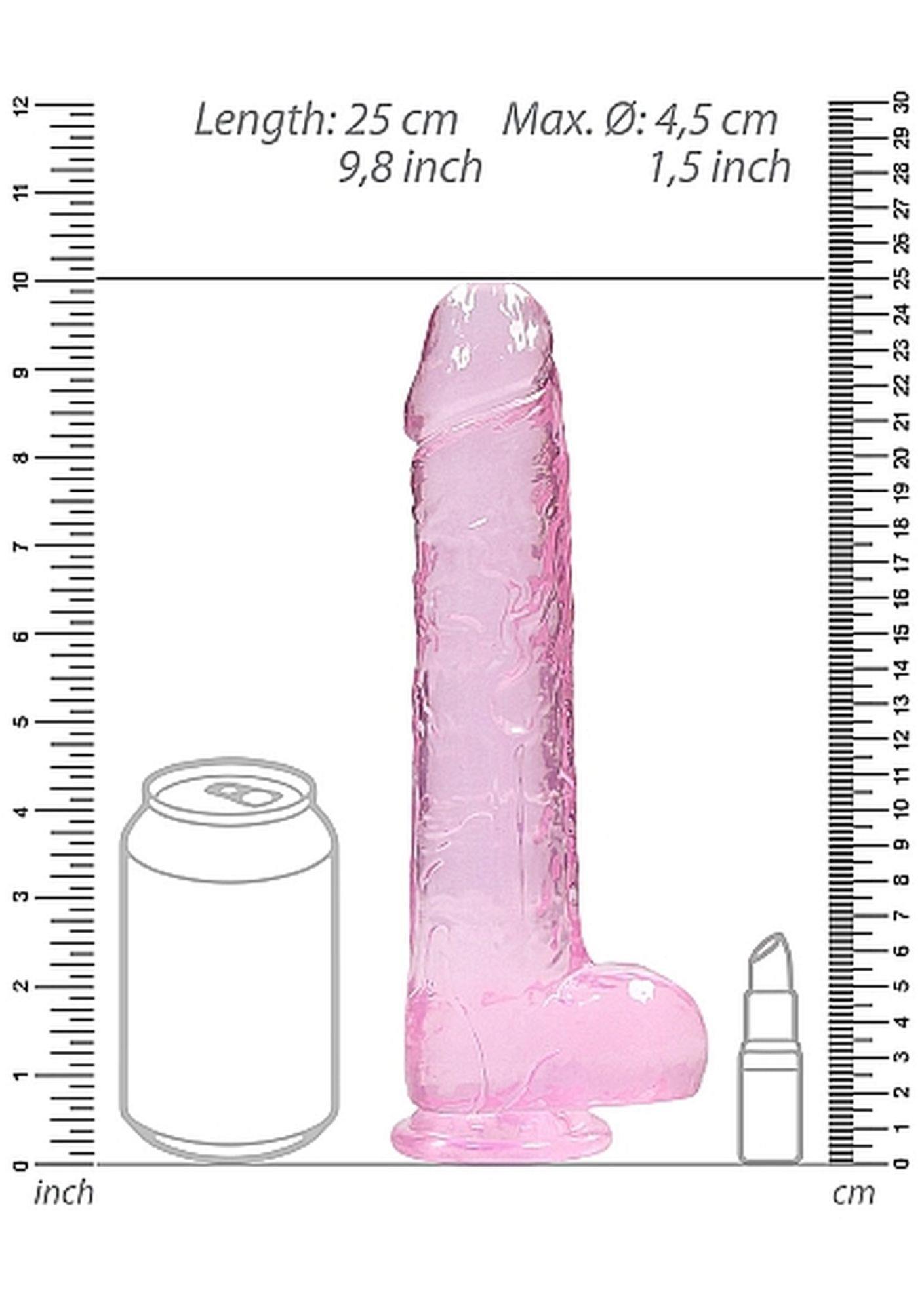 Dildo 23 cm z jądrami i przyssawką – różowe, TPE — zdjęcie 3