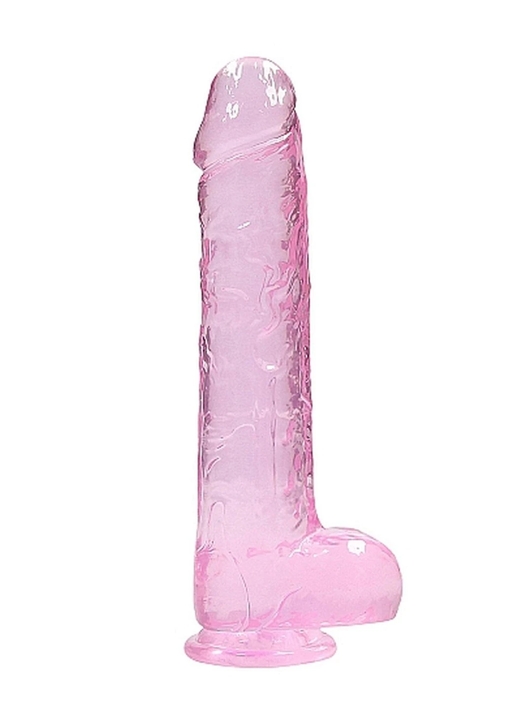 Dildo 23 cm z jądrami i przyssawką – różowe, TPE — zdjęcie 4