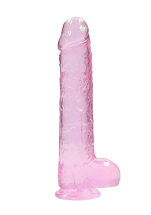 Dildo 23 cm z jądrami i przyssawką – różowe, TPE — zdjęcie 4
