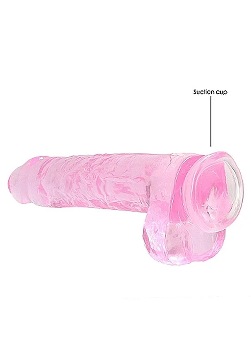 Dildo 23 cm z jądrami i przyssawką – różowe, TPE — zdjęcie 5