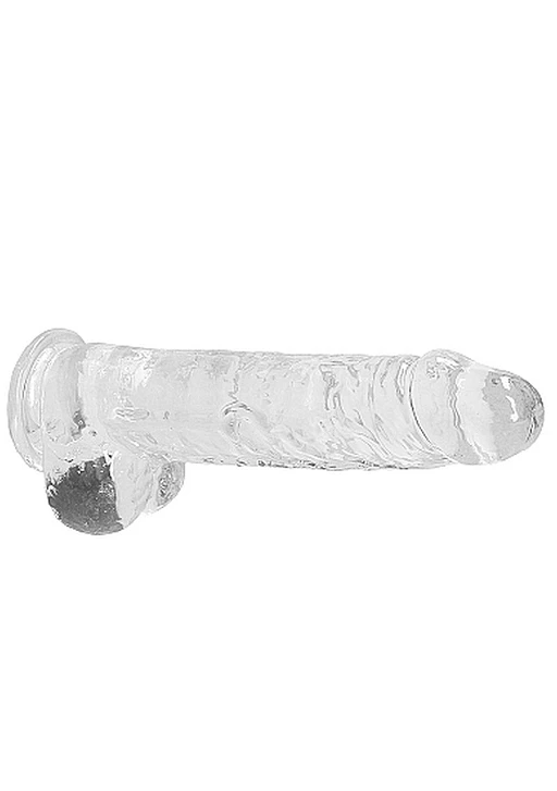 Dildo realistyczne 23 cm z jądrami – transparentne, przyssawka — zdjęcie 6
