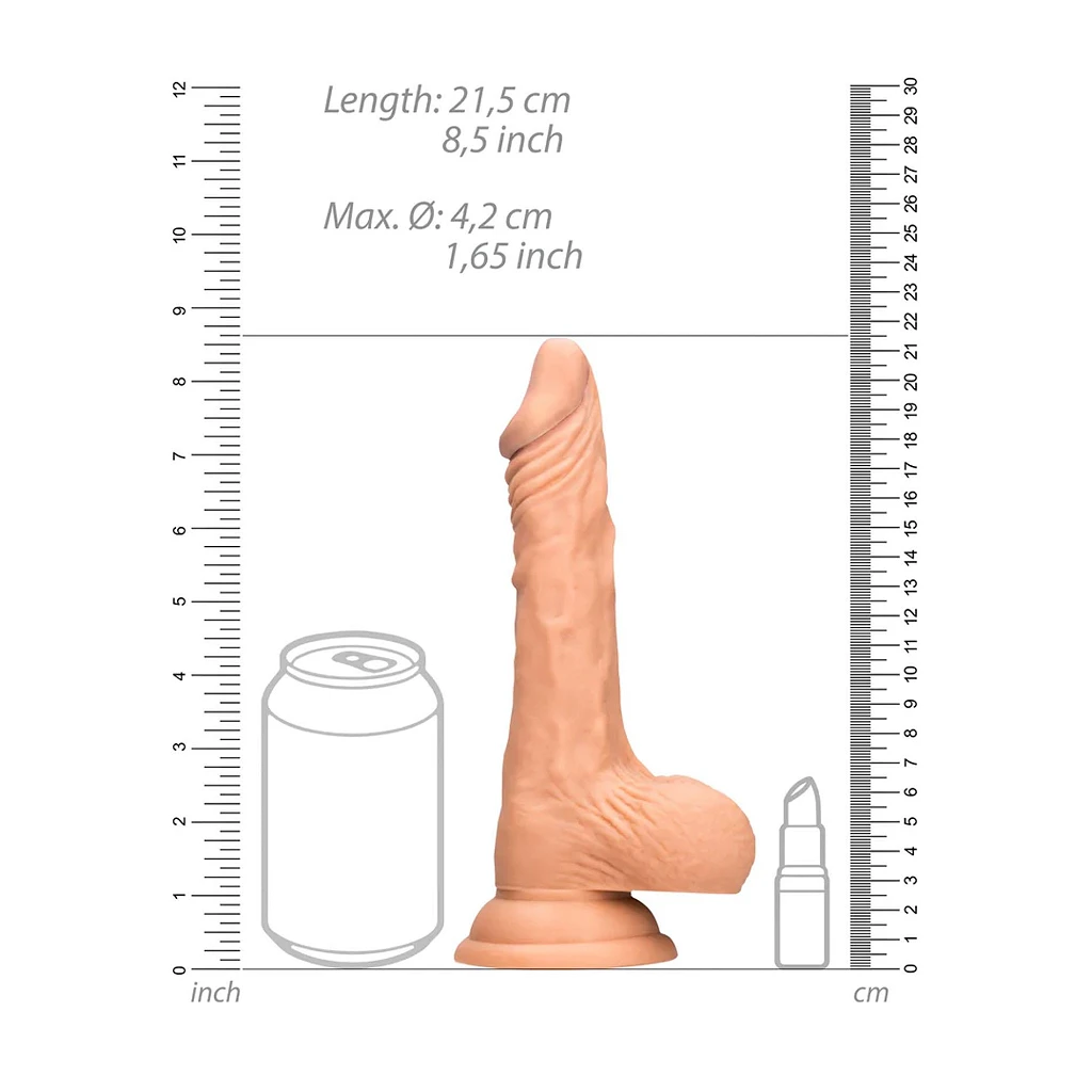 Dildo RealRock Dong with Testicles – 21,5 cm, przyssawka — zdjęcie 8