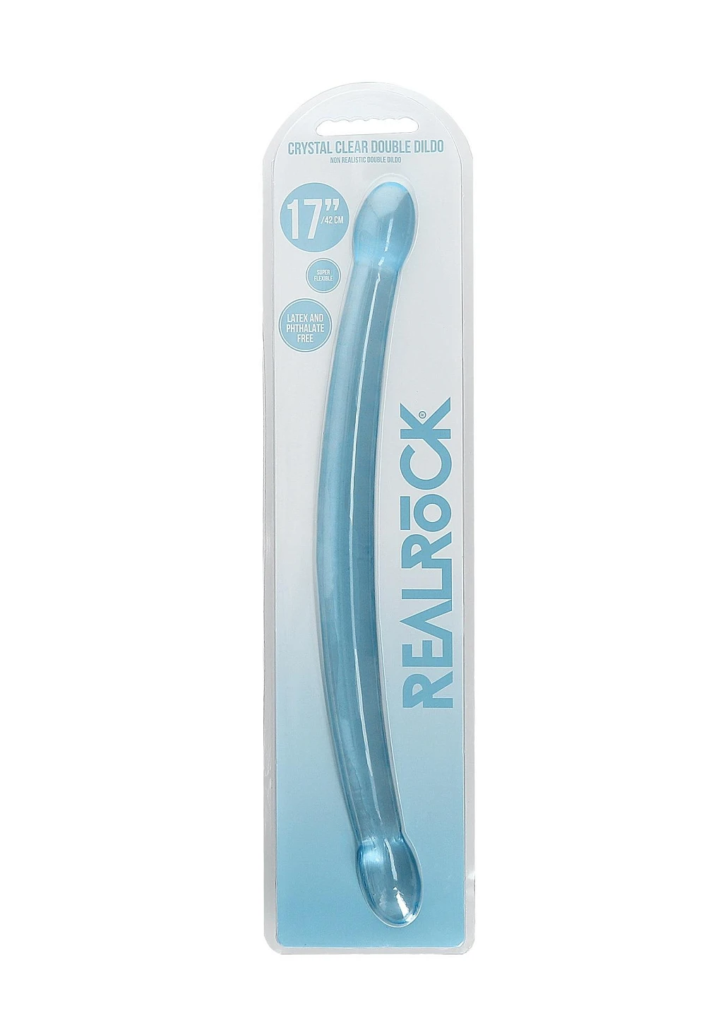 Podwójne dildo Crystal Clear 42 cm – przezroczyste TPE