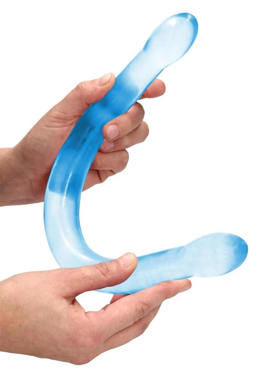 Podwójne dildo Crystal Clear 42 cm – przezroczyste TPE — zdjęcie 3
