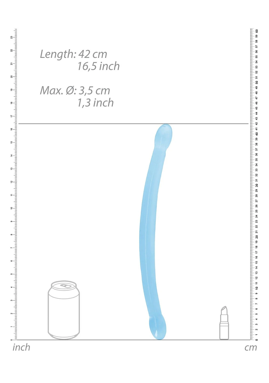 Podwójne dildo Crystal Clear 42 cm – przezroczyste TPE — zdjęcie 4