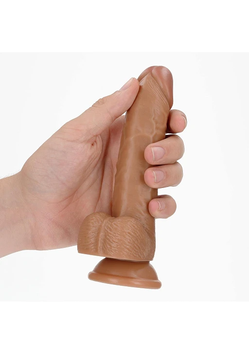 Dildo Curved Realistic 6”/15,5 cm – przyssawka, jądra — zdjęcie 6