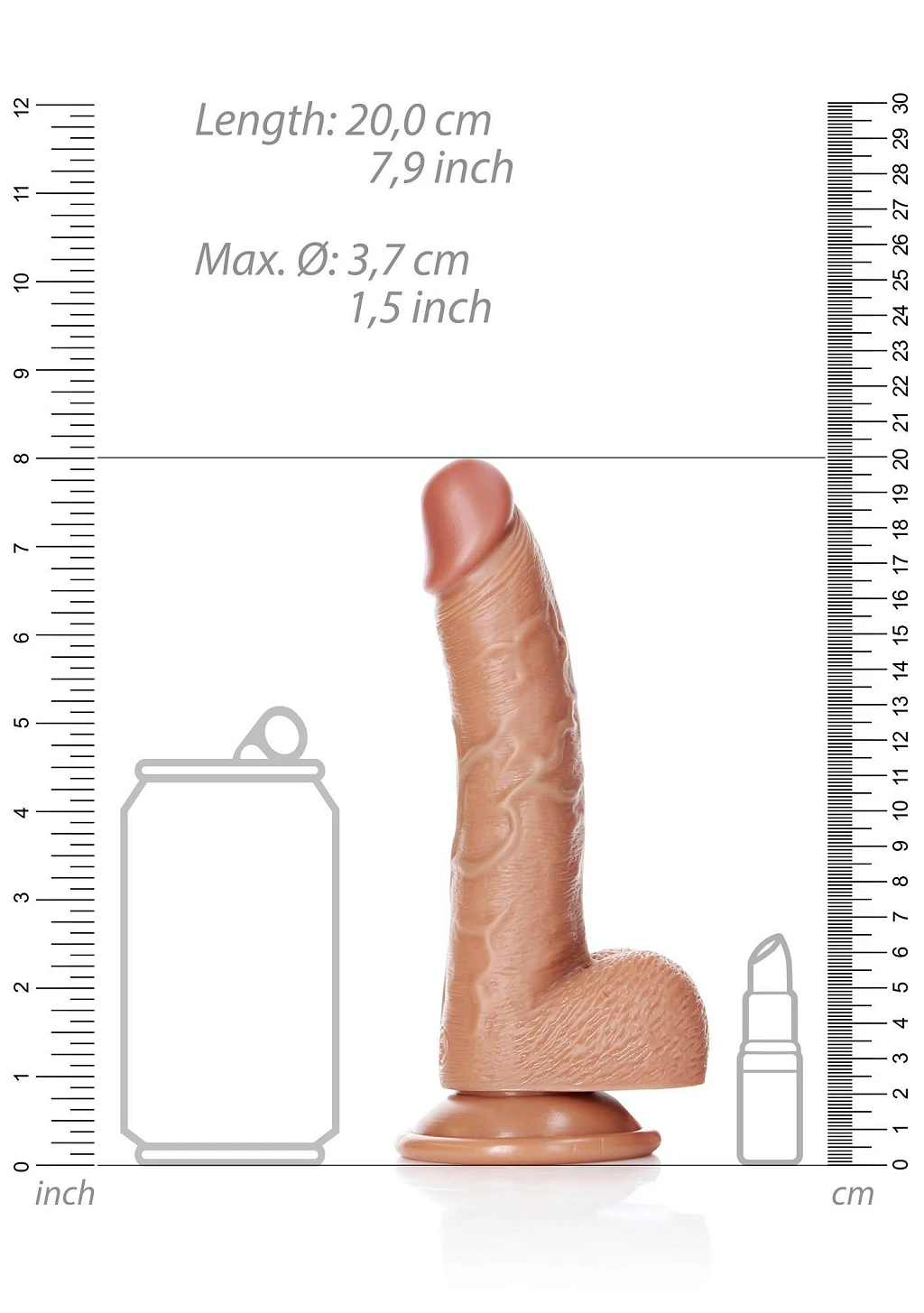 Dildo Curved Realistic z jądrami i przyssawką – 18 cm — zdjęcie 7