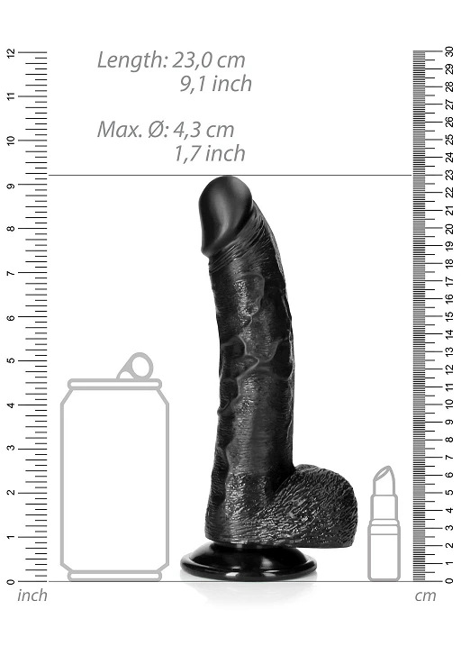 Dildo RealRock Curved Realistic z jądrami i przyssawką