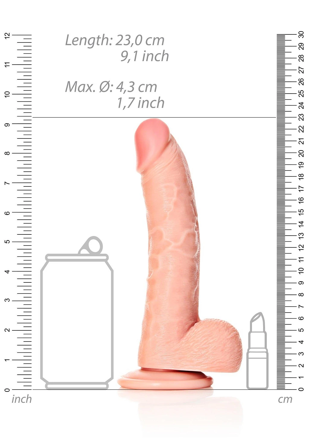 Dildo Curved Realistic 8” z jądrami i przyssawką — zdjęcie 7