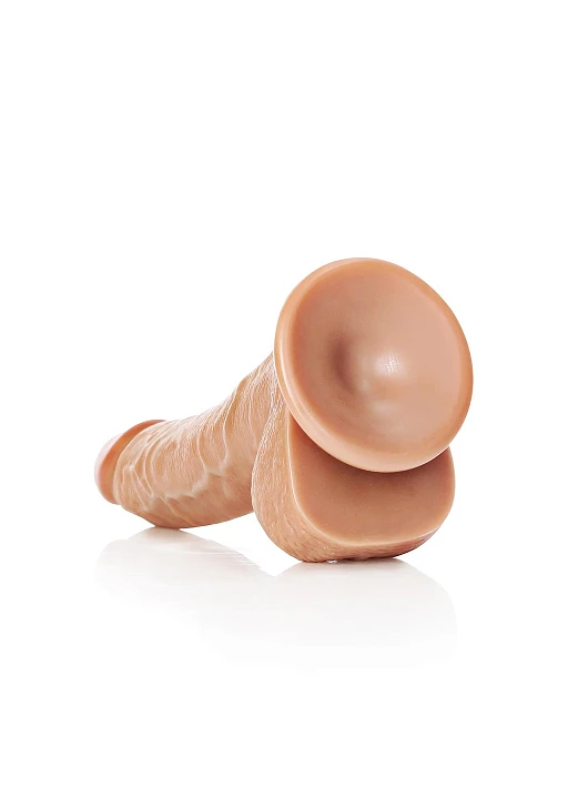 Dildo RealRock Curved Realistic z jądrami i przyssawką