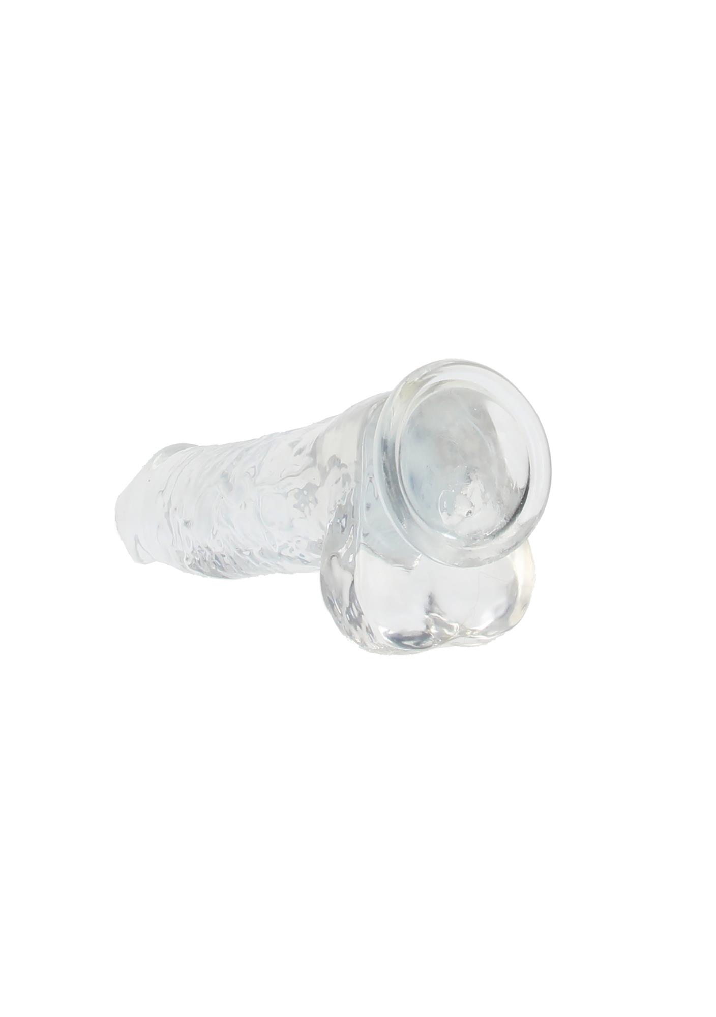 Dildo RealRock Crystal Clear 10” z jądrami i przyssawką — zdjęcie 3
