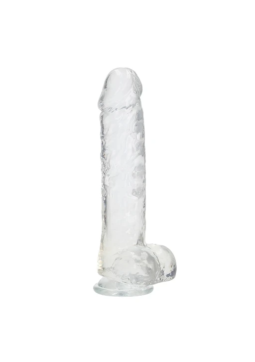 Dildo RealRock Crystal Clear 10” z jądrami i przyssawką — zdjęcie 5