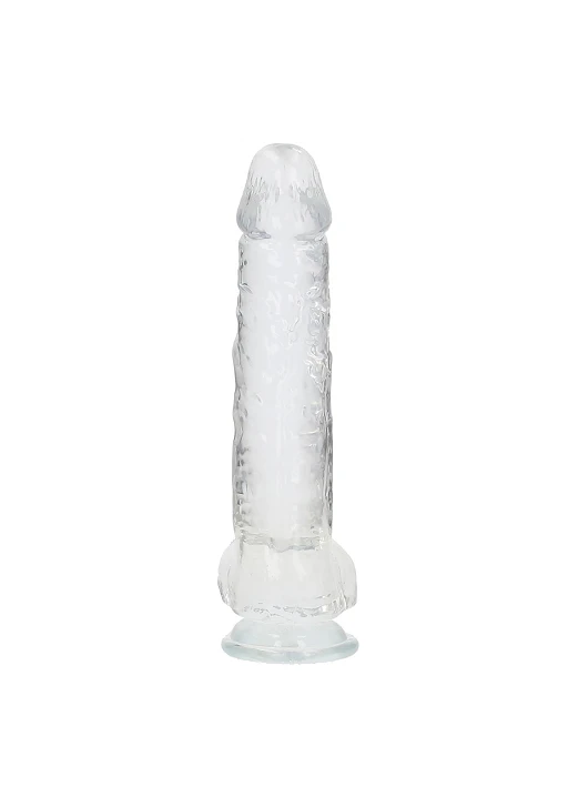 Dildo RealRock Crystal Clear 10” z jądrami i przyssawką — zdjęcie 7