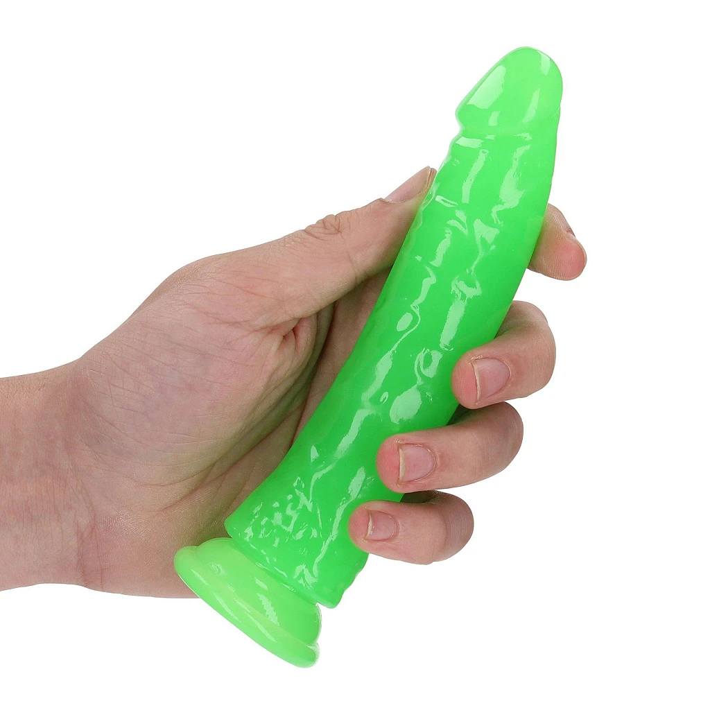 Dildo Slim Glow 6'' – przyssawka, świeci w ciemności — zdjęcie 3