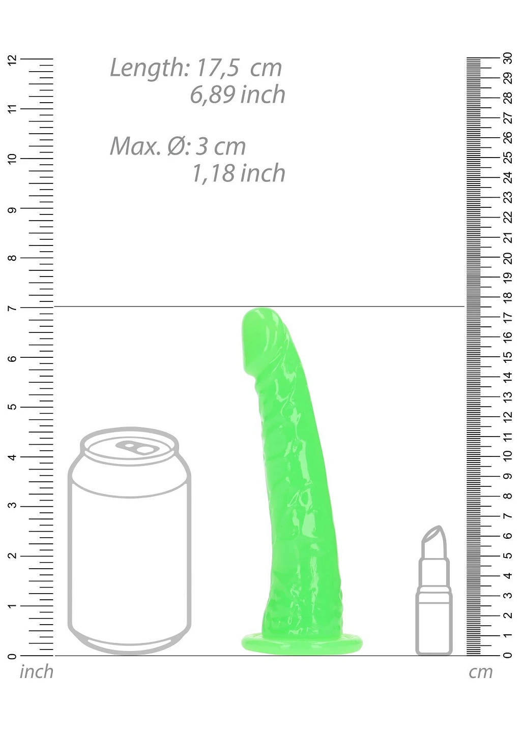 Dildo Slim Glow 6'' – przyssawka, świeci w ciemności — zdjęcie 4