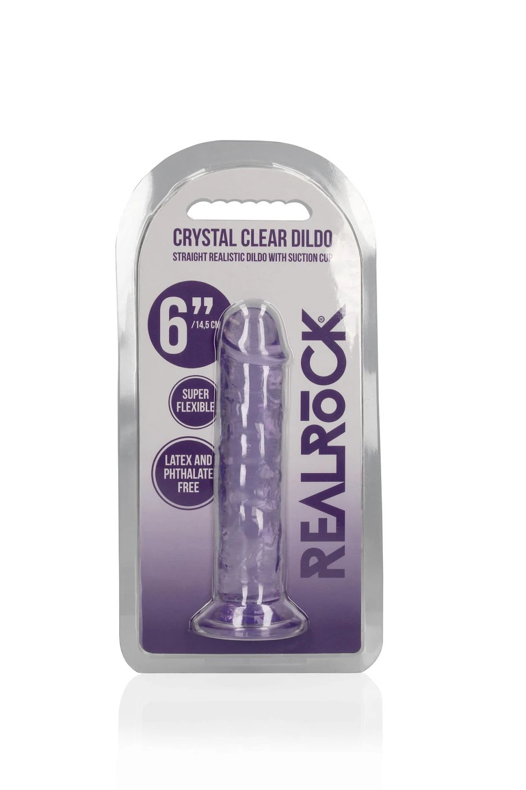 Dildo Straight Crystal Clear 6'' – przyssawka, TPE — zdjęcie 2